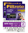 SlimFit 20x25x4 Air Filter For Your Furnace And AC MPR 1550 DP Healthy Living Ultra Allergen Deep Pleat 2-Pack box
