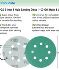 Get The Heavy Duty 5 Inch 8 Hole 150 Grit Hook Loop Sanding Discs Wet Dry For Random Orbital Sanders, showing two sanding discs.