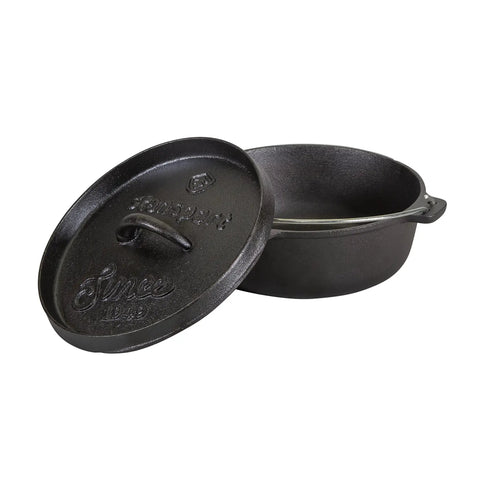 Pre Seasoned 2 Qt Cast Iron Dutch Oven With Flat Bottom For Stovetop And Campfire Use Tough As Nails Durable Heavy Duty Cookware