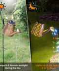 Solar Outdoor Garden Lantern Lights With 80 Color LED, bronze watering can lantern charging by day, glowing at night