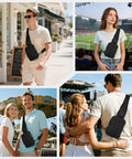People wearing Sling Crossbody Bag With Zipper Lock And RFID Blocking Water Resistant Material Dual Anti Theft Design