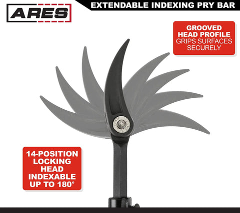 Extendable Indexing Pry Bar with 14 position rotating head.
