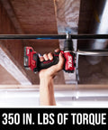Grit And Grind 12V Brushless Drill Driver And Impact Driver Combo Kit in use with 350 in. lbs of torque, ideal for tough garage jobs.
