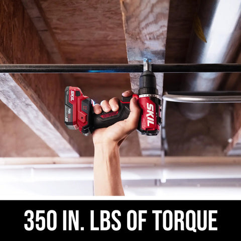 Grit And Grind 12V Brushless Drill Driver And Impact Driver Combo Kit in use with 350 in. lbs of torque, ideal for tough garage jobs.