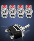 Heavy Duty Rocker Toggle Switch SPST 2 Pin On Off 15A 250V And 20A 125V Waterproof Metal Body With Boot Cap Cover 5 Pack