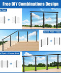 Level Up Your Home Game With This Solid 15 To 20 Ft Cable Railing Post Kit Including Four Adjustable Top Drilled Posts A Full Swageless Bundle And T316 Stainless Steel Wire Rope To Snap Together Quick For Your Porch Or Patio Area.