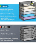 Six Tier Mesh Desk File Tray With Heavy Duty Handle For Office Letter Sorting A4 Paper And Filing Folders showing six tier design.