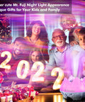 Family celebrating New Year with 4 In 1 Northern Lights Aurora Projector With Bluetooth Speaker And White Noise Machine Galaxy Starry Sky Night Light