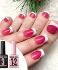 2 In 1 UV Nail Glue And Builder Gel For Tips And Acrylics, No Wipe Top Coat Kit with pink nails and bottle image