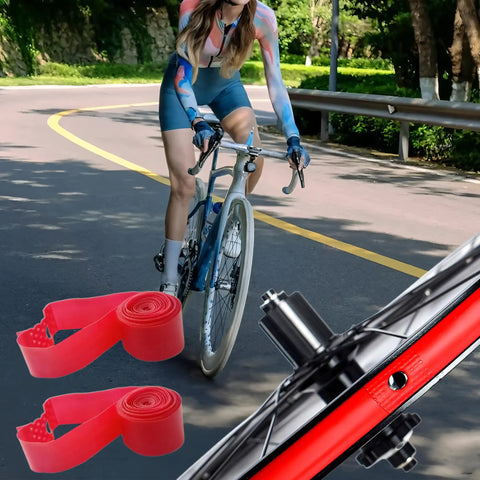 4 Pack 20 Inch Bicycle Rim Strip Tape For Tubeless Rims High Pressure Puncture Resistant PVC Wheel Liner Red on bicycle rim