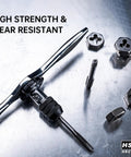 High strength tools from Professional 39 Piece Metric Tap And Die Set With Double Layer Storage Case For Internal And External Threads Including M3 To M12 And One Eighth Npt Pipe Tap Coverage A Complete Threading Tool Kit For Mechanics