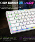 Low-Profile 75 Mechanical Keyboard With Aluminum Frame And Hot-Swappable Switches Features shine-through PBT keycaps and rainbow RGB lighting.