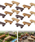 18 Pc Dope Mini Resin Bench Set For Fairy Garden Dollhouse Accessories Park Decor And Mini Landscape Scenes Realistic Wood Grain