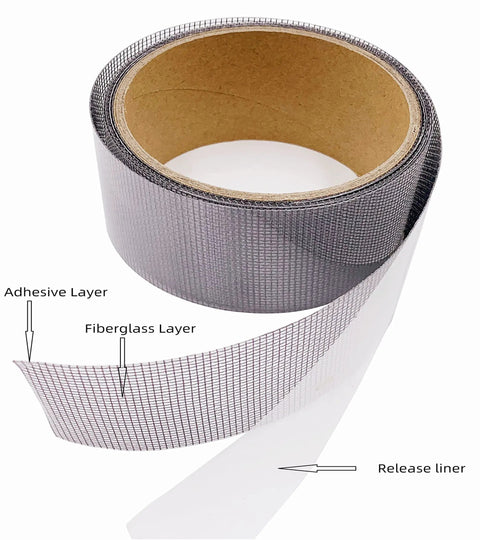 Extra Wide Window Screen Repair Tape 4 By 16.4 Feet Black Adhesive Waterproof Three Layer Fiberglass Patch for Screen Doors and Window Screens