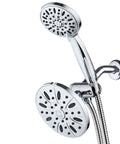Premium 6 Inch High Pressure Three Way Rainfall Shower Combo With Dope Rain Head And Six Setting Handheld chrome finish