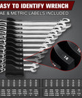Magnetic Wrench Organizer Set For Toolbox And Drawer Storage 42 Piece Wrench Holder with SAE and Metric Labels