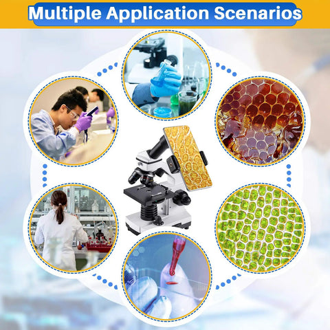Kid Friendly Microscope Kit For Kids And Adults 100X To 2000X Compound Microscope in various lab and biology scenarios