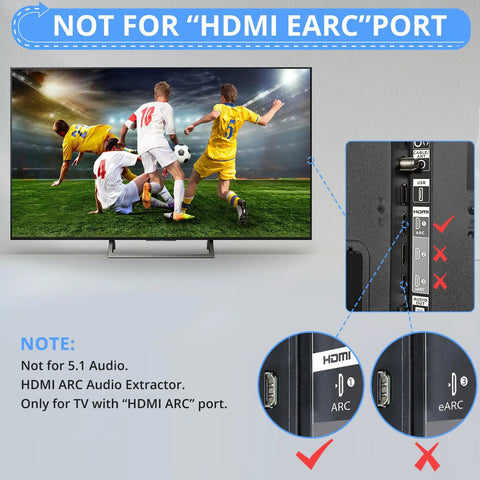 ARC To 3.5mm Audio Extractor For TV To Soundbar And Speakers Built In Amplifier 192kHz Ready Not For HDMI eARC Port Detail