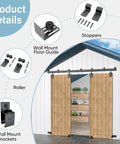 8ft Beefy Box Rail Exterior Barn Door Hardware Kit For Sliding Barn Doors, outdoor ready, shown installed on a wooden barn.