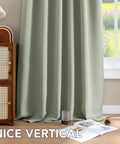 Blackout Curtains Heavy Duty Thermal Insulated Window Treatments For Living Room And Bedroom With Room Darkening Drapes Back Tab Rod Pocket And Pleated Top 2 Panels In Light Sage 42 X 63 Inches displayed in room