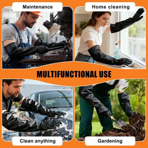 Heavy Duty Chemical Resistant Rubber Gloves With Killer Anti Slip Grip Long Cuff Workhorse Grade Industrial Safety Gear Built Tough As Nails for maintenance, cleaning, and gardening.