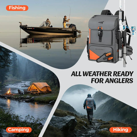 All Weather Fishing Tackle Backpack✓