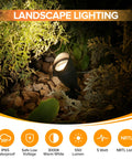 4 Pack 12V Low Voltage Landscape Lighting Kit illuminating garden, IP65 Waterproof Die-Cast Aluminum Spotlight Path Lights, 5W 550LM 3000K