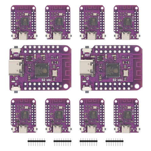 Dope ESP32 S2 Mini WiFi Development Module With Type C USB, 4MB Flash, 2MB PSRAM, purple compact modules front view
