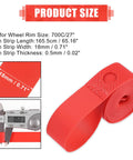 Red PVC Rim Tape For 700C 27 Inch Bike Wheels, Rim Liner Strip To Protect Inner Tube And Prevent Flats measured dimensions