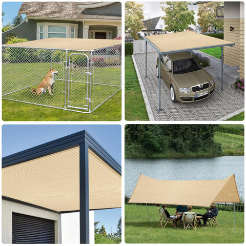 Beige 5x7 Sun Shade Sail With Straight Edge For Chill Patio Vibe, UV Blocking And Water Permeable Canopy for varied outdoor use