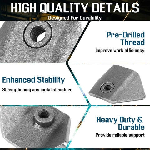 Beefy Weld On Tabs Kit With 12 Pcs 1/4 Turn Fasteners And 1/4-20 Thread, Gauge Steel Mount Plates, 1/8 Inch Thick For Heavy Duty Reinforcement In Metal Processing And Fabrication Projects, close-up of steel tabs