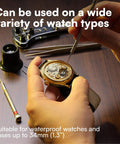 Watch repair tools from the Ultimate 155 Piece Watch Repair Kit in use for DIY and professionals.