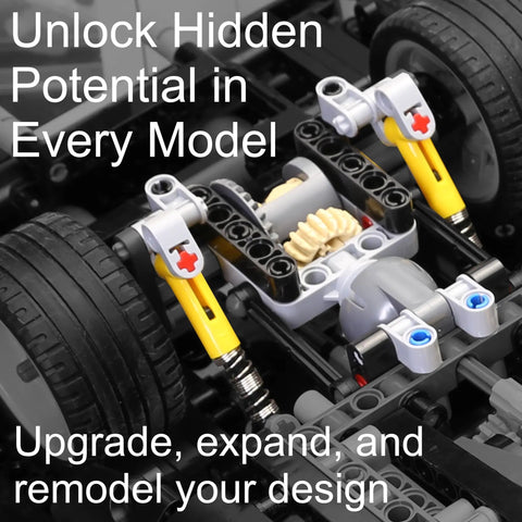 Close-up of Pro-Grade Must-Have 852-Piece Technic Building Kit with visible gears, wheels, and connectors for creative builds