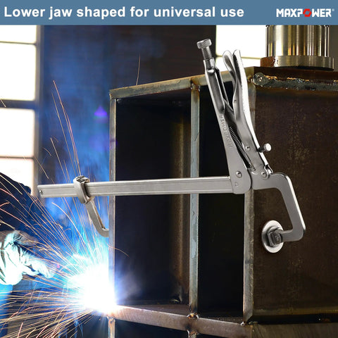Beefy Heavy Duty Sliding Arm Locking C Clamp 12 Inch With 12 Inch Jaw Capacity And Two And A Quarter Inch Throat in welding scene