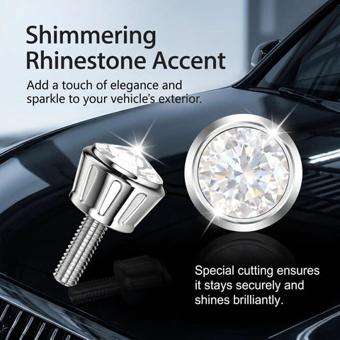Shimmering rhinestone license plate screw showcasing bright white sparkle, perfect for Spiff Up Your Whip With Dazzling Rhinestone License Plate Screws And Dope Bling Bolt Covers, Rustproof Anti Theft Screw Caps For Cars Trucks And Suv Rides In Bright White.