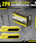 Two Pack 1 Inch By 8 Foot Beefy Lift Slings With Wear Guard Ends shown with packaging in a workshop setting