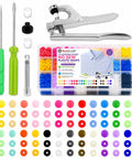 No Sweat No Sew Plastic Snap Fastener Kit With Heavy Duty Click Tool Assorted 12Mm Half Inch colorful plastic snaps and tools.