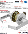 Heavy Duty Commercial Door Handle Non Locking Passage Function For Meeting Rooms And Kitchens Grade 2 Nickel Finish ADA Compliant UL Listed ANSI A1562 400000 Cycles Anti Sag Technology.