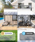 10 Ft By 20 Ft Lean To Gazebo With Hardtop Metal Pergola And Polycarbonate Roof installed on patio, summer and winter use.