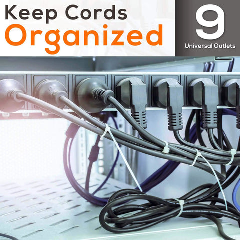 Built Tough 9 Outlet Surge Protector Power Strip With 150 Joules And 1200 A Peak Current Front Switches Rack Mount in use