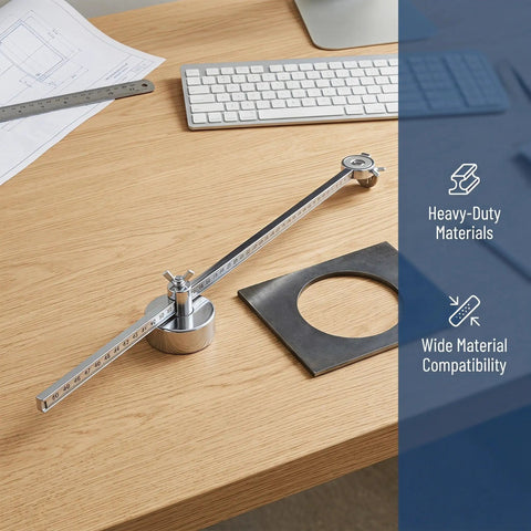 Portable Torch Circle Cutting Guide Roller Wheel Compass for Oxyacetylene and Plasma Torches on wooden desk