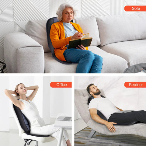 Back Massager Chair Pad With Heat, 10 Vibrating Motors for Office Chair and Home Use in living room, office, and recliner settings