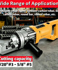 Heavy Duty 900W Electric Hydraulic Rebar Cutter For Fast Spark-Free Cuts On 4Mm To 16Mm Steel Rods with various rebar types.