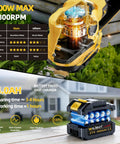 Cordless pole hedge trimmer with brushless motor and 4.0Ah battery for effective yard work, highlighting 600W max and efficiency.