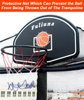 Trampoline Basketball Hoop with Net Easy Install Backyard Hoop for 25mm Straight or Curved Poles Durable Metal Rim Safe Fun