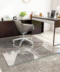 46 By 55 Inch Glass Chair Mat For Carpet And Hard Floors, Heavy Duty Tempered Glass With Round Corners And Polished Edge, Clear Office Desk Mat