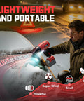 Man using Beast Mode 800000 RPM Cordless Leaf Blower With Brushless Motor Turbo Jet to clear snow, highlighting lightweight design.