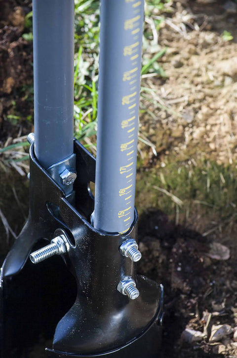 Post Hole Digger With 48 Inch Fiberglass Handle, Atlas Pattern Steel Point, Built In Depth Ruler, Cushioned End Grip for control