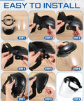 Built Tough Four Pack Safety Face Shield Kit With Rock Solid Impact Resistant Polycarbonate Visor And No Fuss Ratchet Headgear For Daily Grinding Tasks assembly steps showing installation process.