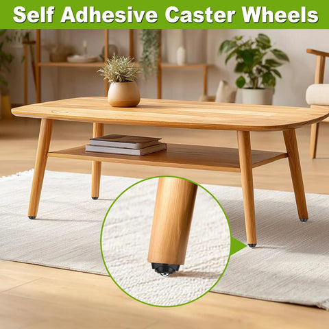 Peel And Stick Caster Wheels For Sliding Heavy Couches And Cabinets Smooth Self Adhesive Rollers For Kitchen Appliances Five Pack on coffee table leg.